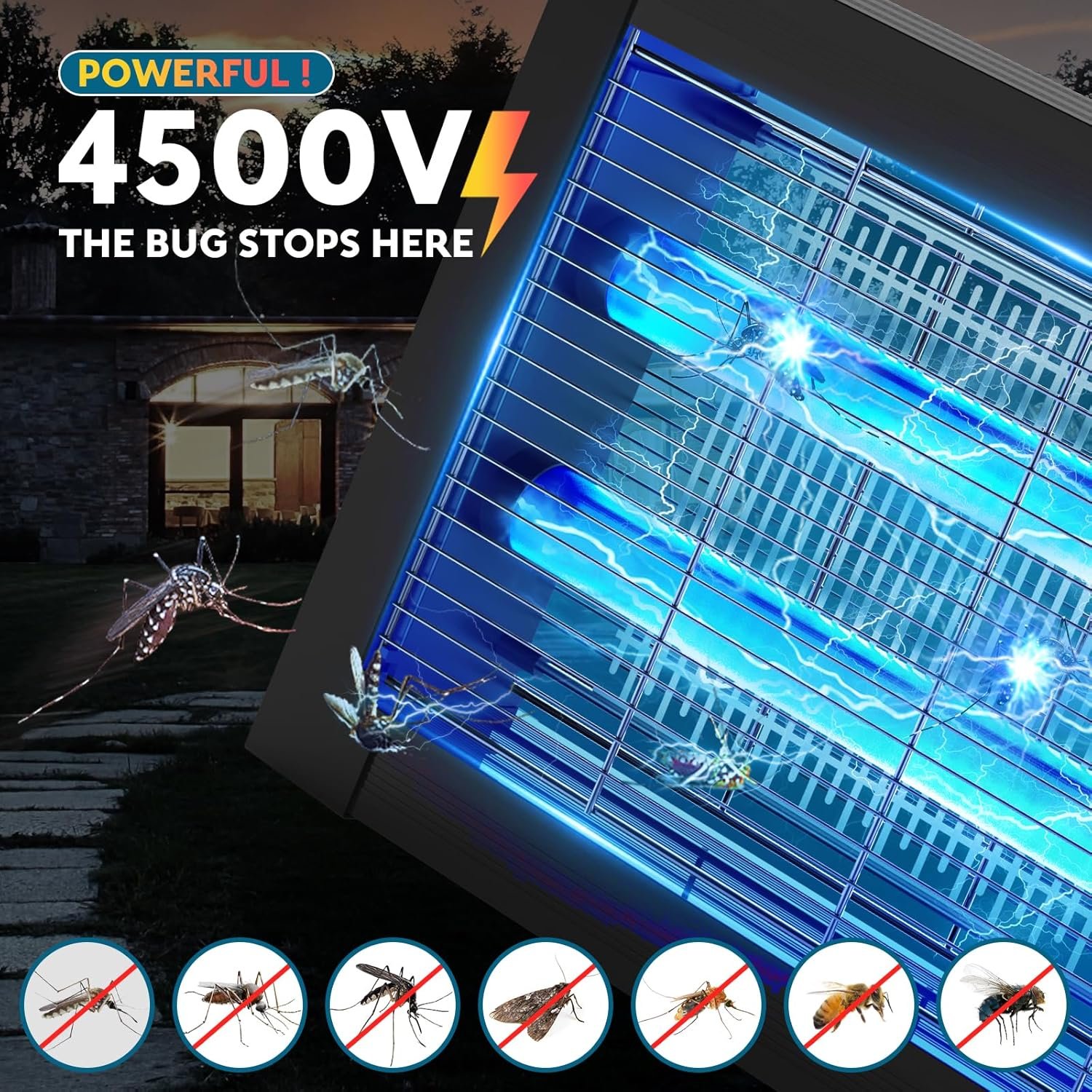 Solar Bug Zapper: Outdoor Waterproof Electric Mosquito and Fly Zapper with Smart Light Sensor - Image 3