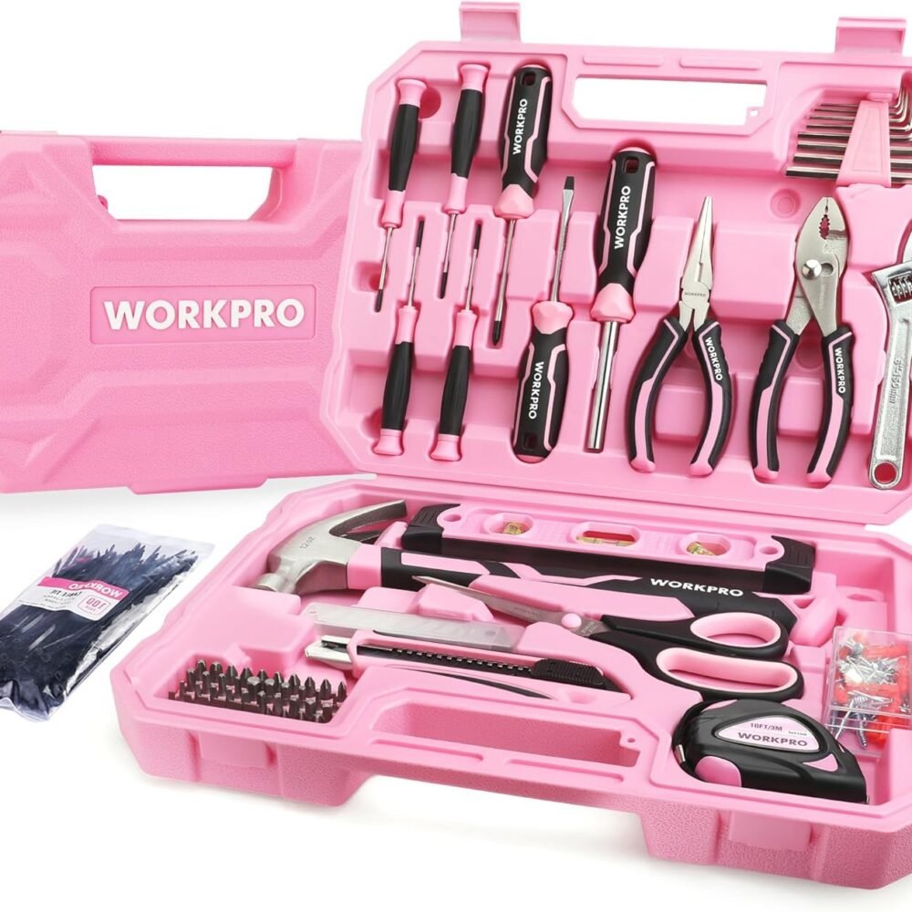 258PCS Pink Tool Kit – Complete Household Repair Set w/ Hammer & Screwdrivers, Portable Case for Home & Apartment | Limited Units