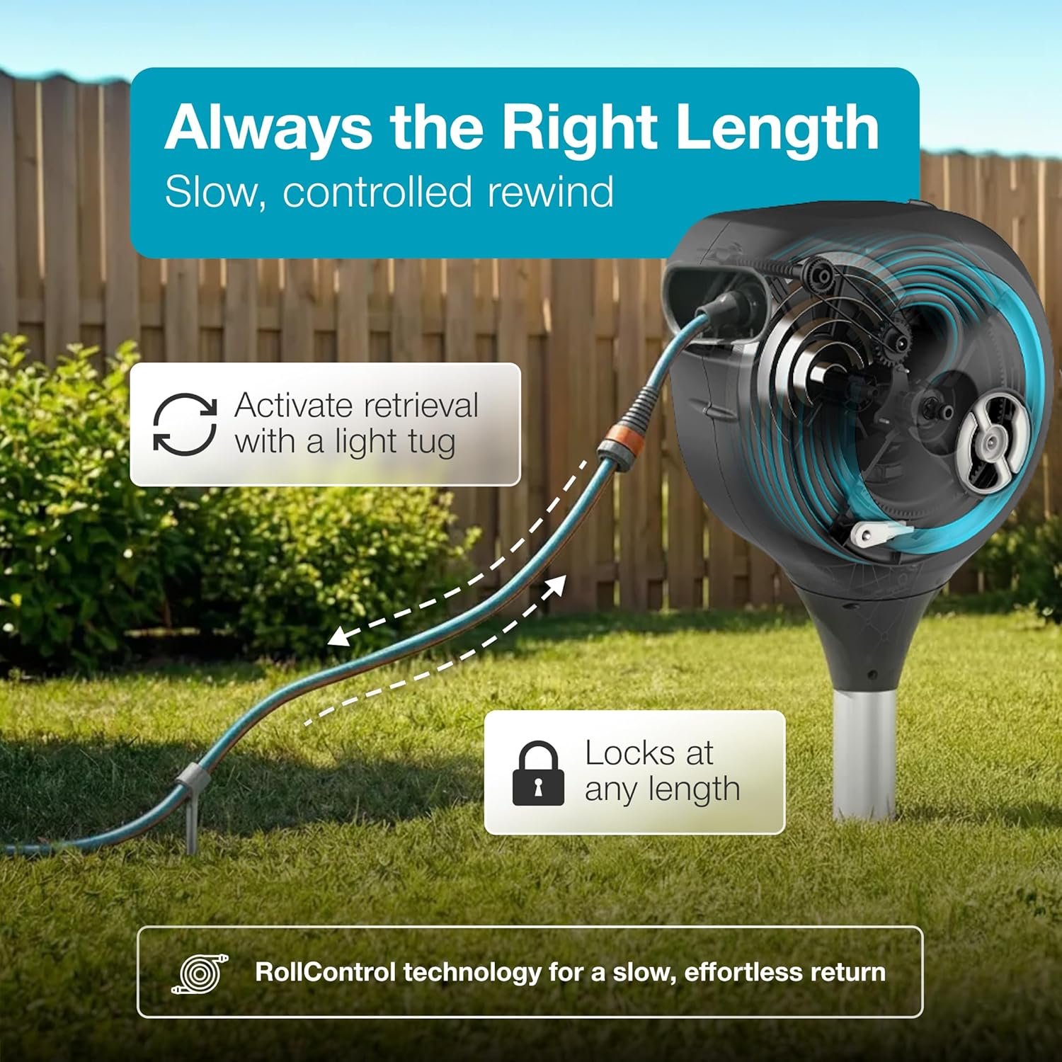 66ft Retractable Garden Hose Reel – 360° Swivel w/ Metal Spike, No Drill Installation, Easy Setup | Limited Units Only - Image 7