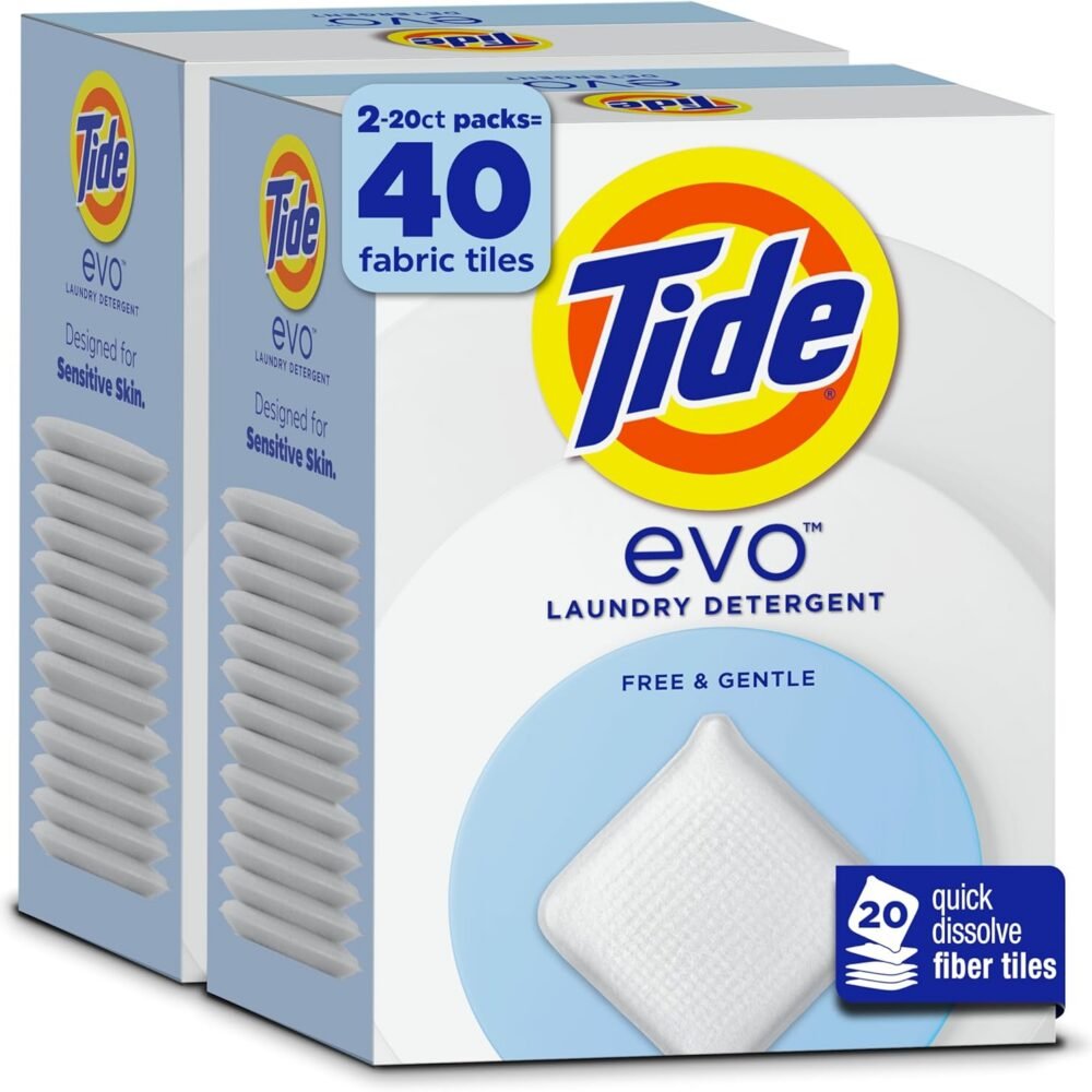 Hypoallergenic Laundry Detergent Tiles – Fragrance-Free & Gentle for Sensitive Skin, Tough on Stains | Safe for All Fabrics
