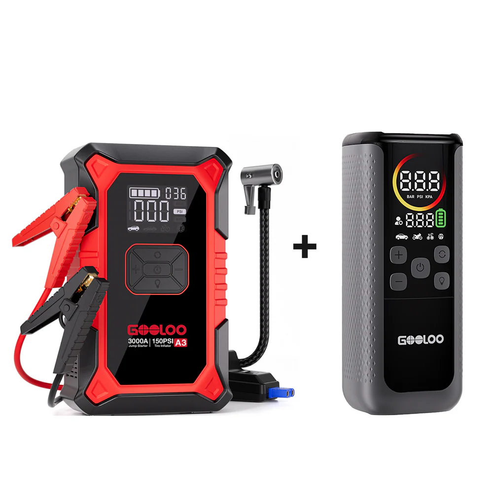 3000A Jump Starter w/ Air Compressor – Portable Car Battery Booster & Tire Inflator | Emergency Power | Limited Units
