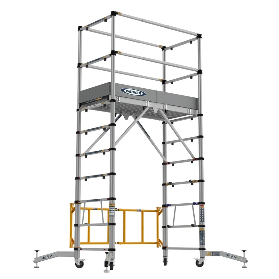 6ft Telescoping Rolling Scaffold – Aluminum Work Platform, 500 lb Load Capacity, Portable & Adjustable | Limited Units